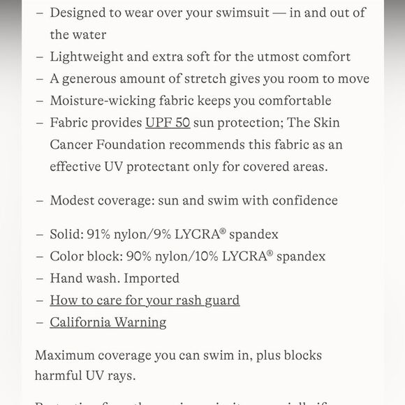 Land's End long sleeve swim tee rashguard, orange mini tropic leaves size large - Picture 5 of 5